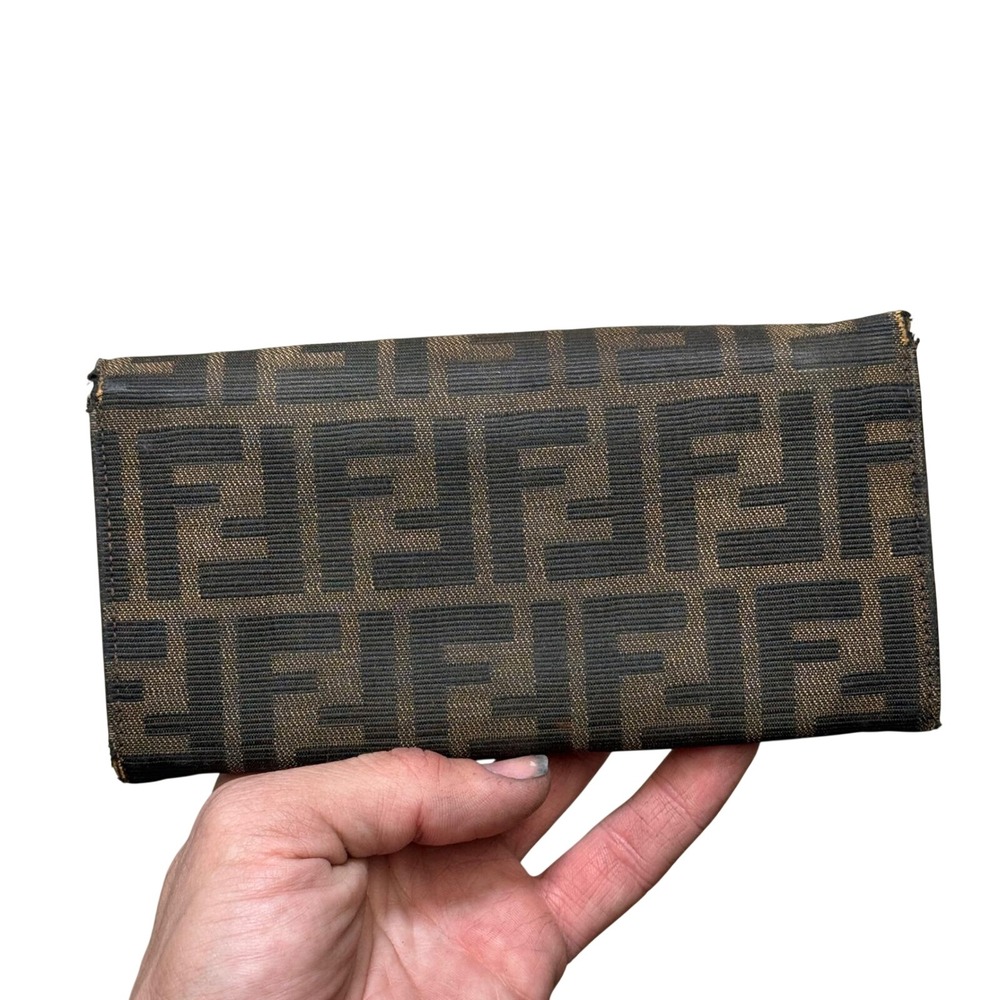 Vintage Fendi Zucca Canvas Baguette Continental Wallet - Brown FF Monogram - Picture 9 of 9